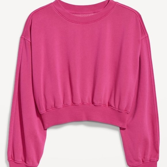 Cozy Oversized Cropped Fleece lined Sweatshirt - Picture 3 of 4